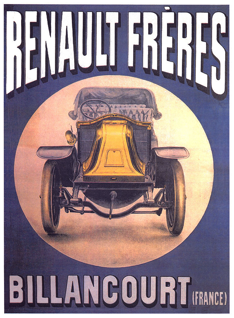 Publicité des voitures Renault Frères